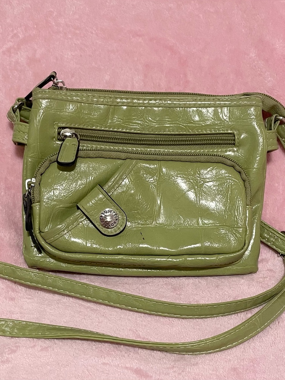 Rosetti Green Faux Leather Crossbody Bag
